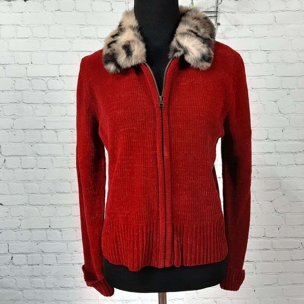Designers Original Studio Red Faux Fur Sweater  PS